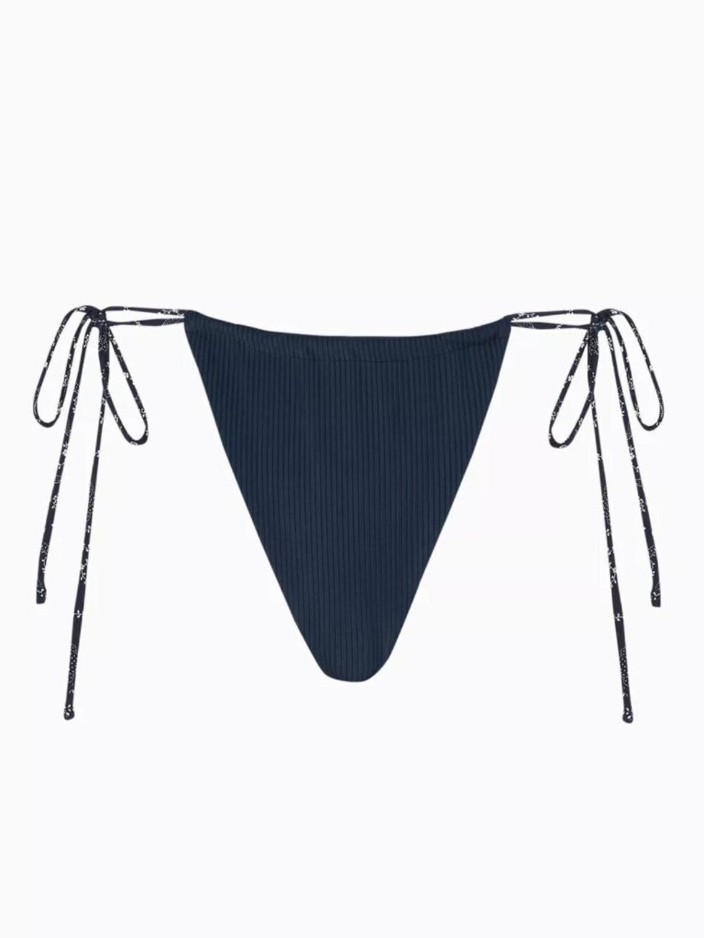 New! Frankie's Bikinis Navy Blue Tia Ribbed String Bikini Bottom 39320